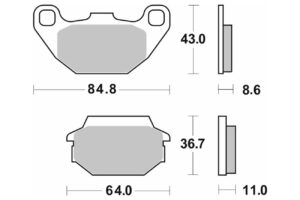 Τακάκια SBS 154HM FA305 SCOOTER 50-125CCM.AGILITY125(FR)