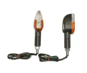 Φλας Μοτοσυκλετών MINI/U6134 LED Καθ.& Πορτ.Κρύσταλλα  Βάση CARBON, Μακρύ Μπράτσο