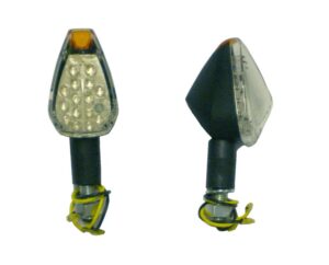 Φλας Μοτοσυκλετών MINI/U0583 LED Καθαρά Κρύσταλλα  Βάση Μαύρη Κοντό Μπράτσο