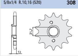 Γρανάζι Κίνησης RK C4171-T15/308K (JTF308) XT660X-'04-15,MT03'06-12,NX650DOMIN.'98-01,PEGASO650'05-09