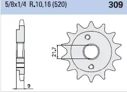 Γρανάζι Κίνησης TEC 309K T14 XR600R'91-00