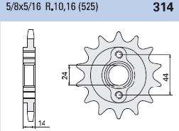 Γρανάζι Κίνησης RK-TEC C5047-T16/314K (JTF314) XRV750AFRICA TWIN'90-03