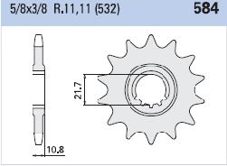 Γρανάζι Κίνησης TEC 584K-T16 YZF600 R6 '03-05