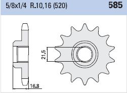 Γρανάζι Κίνησης TEC 585K-T16 XJ600DIVERSION '92-01