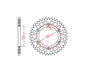 Γρανάζι Τροχού RK A4012-T53 Αλουμ. (A210) CR125R'04-07,CRF250'04-16