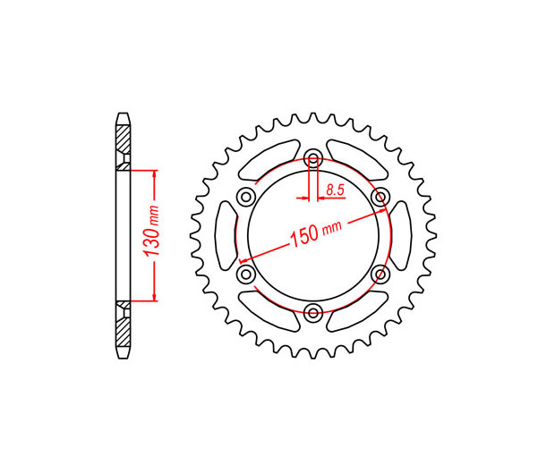 Γρανάζι Τροχού TEC 2015EC-T52 Αλουμ. Ελαφρ. Αυτοκ. ALLOY WR250F '01-06