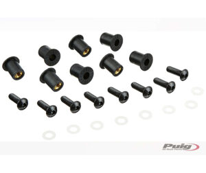 Βίδες Παρμπρίζ PUIG 0957N Μαύρες Ανοδιωμ.με Αντικραδασμικό O-RING UNIVERSAL