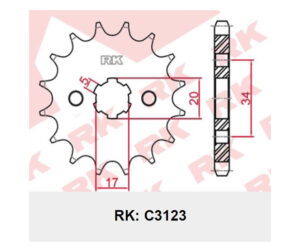 Γρανάζι Κίνησης RK C3123-T15 (JTF1264) XR125L,XLR125R'03-08 (JD19),CBF125'09-13,GTR150