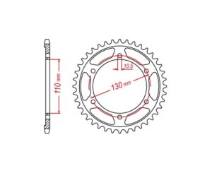 Γρανάζι Τροχού RK A5898-T43-0A (1876) Αλουμ.RACING GSXR600'11-16,MT-10'16