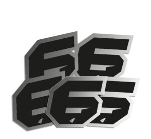 Αυτοκόλλητα UFO AD02481#KS6 H.10 RACING ΝO. 6  Μαύρα Ασημί