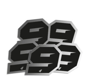 Αυτοκόλλητα UFO AD02481#KS9 H.10 RACING ΝO. 9  Μαύρα Ασημί