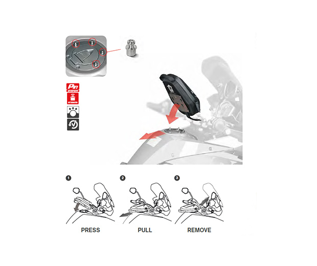 Αντάπτορες SHAD X020PS PIN SYSTEM SUZUKI GSR 600 '05-11/GSX-R 600 '06-10/750 '06-10/V-STROM 650 '04-17