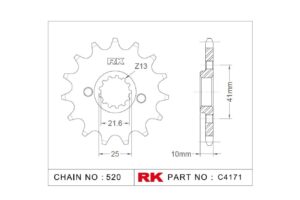 Γρανάζι Κίνησης RK C4171-15ZZ5 (JTF308.15RB) Με Αντιθορ.Λάστιχο XT660X/R'04-15,MT03'06-12,NX650DOMIN.'98-01,PEGASO650'05-09