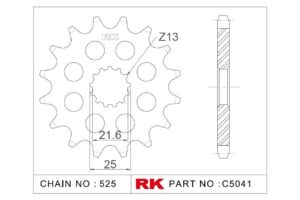 Γρανάζι Κίνησης RK C5041-16ZZ5  (JTF520.16RB) Με Αντιθορ.Λάστιχο TDM850'91-01,GSX-R600'98-19