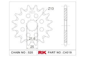 Γρανάζι Κίνησης RK C4019-16ZZ5  (JTF565.16RB) Με Αντιθορ.Λάστιχο TRIUMPH 660 TIGER'22-23