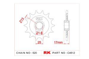 Γρανάζι Κίνησης RK C4512-15ZZ5 (JTF1381.15RB) Με Αντιθορ.Λάστιχο CB500X/R/F'13-23,VOGE500R/DS/AC'21-23
