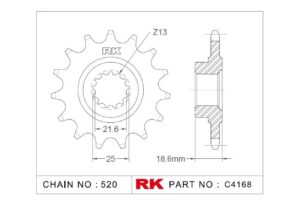 Γρανάζι Κίνησης RK C4168-15ZZ5 (JTF1538.15RB) Με Αντιθορ.Λάστιχο Z750'04-12,Z800'13-16