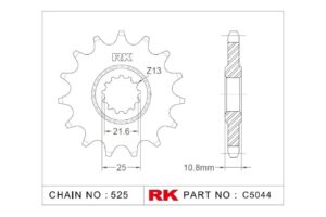 Γρανάζι Κίνησης RK C5044-16ZZ5 (JTF1586.16RB) Με Αντιθορ.Λάστιχο YZF-R6'06-24