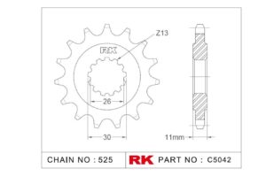Γρανάζι Κίνησης RK C5042-16ZZ5 (JTF1591.16RB) Με Αντιθορ.Λάστιχο TDM900'02-13,MT-07/09/10TRACER'16-24,MT-09'14-20,YZF-R1'15-24