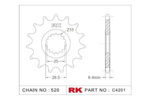 Γρανάζι Κίνησης RK C4201-14ZZ5 (JTF1592.14RB) Με Αντιθορ.Λάστιχο YZF450R'09-24,YFM700R ATV RAPTOR'06-24