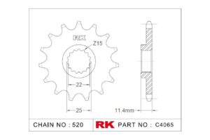 Γρανάζι Κίνησης RK C4065-15ZZ5 (JTF1902.15RB) Με Αντιθορ.Λάστιχο KTM690ENDURO'08-24,HUSQVARNA 701 ENDURO'17-24