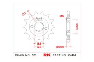 Γρανάζι Κίνησης RK C4464-15ZZ5 (JTF1908.15RB) Με Αντιθορ.Λάστιχο KTM390DUKE'13-23,KTM390ADVENTURE'20-24