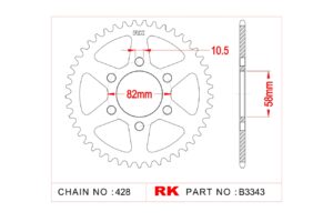 Γρανάζι Τροχού RK B3343-T43  BN125,TNT125,RKS125