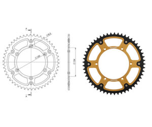 Γρανάζι Τροχού SUPERSPROX/RST-460-50T STEALTH-Χρυσό KX450F