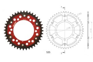 Γρανάζι Τροχού SUPERSPROX/RST-480-45T STEALTH-Κόκκινο (JT1876) MT09TRACER'16-18