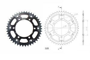 Γρανάζι Τροχού SUPERSPROX/RST-486-43T STEALTH-Μαύρο (520CONV) YZF-R6'06-18,MT09'14-18,YZF1000R1'04-15,FZ-09/FJ-09'14-18,GSX-R750/1000'16-18,EX250'88-13 (520CONV)