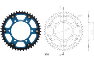 Γρανάζι Τροχού SUPERSPROX/RST-486-43T STEALTH-Μπλε (520CONV) YZF-R6'06-18,MT09'14-18,YZF1000R1'04-15,FZ-09/FJ-09'14-18,GSX-R750/1000'16-18,EX250'88-13  (520CONV)