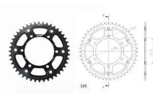 Γρανάζι Τροχού SUPERSPROX/RST-486-44T STEALTH-Μαύρο (520CONV) YZF-R6'06-18,MT09'14-18,YZF1000R1'04-15,FZ-09/FJ-09'14-18,GSX-R750/1000'16-18,EX250'88-13 (520CONV)