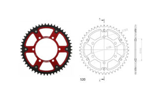Γρανάζι Τροχού SUPERSPROX/RST-486-44T STEALTH-Κόκκινο (520CONV) YZF-R6'06-18,MT09'14-18,YZF1000R1'04-15,FZ-09/FJ-09'14-18,GSX-R750/1000'16-18,EX250'88-13 (520CONV)