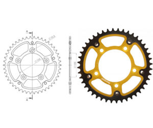 Γρανάζι Τροχού SUPERSPROX/RSτ-743-46T STEALTH  Χρυσό (JT746) DUCATI/SCRAMBLER,MONSTER