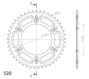 Γρανάζι Τροχού SUPERSPROX/RST-990-45T STEALTH-Μαύρο (JT897) KTM/EXC-F350
