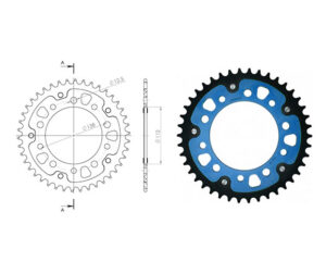 Γρανάζι Τροχού SUPERSPROX/RST-1303/1316-43T 10τρύπες STEALTH-Μπλε CB500X'13-18