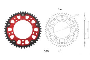 Γρανάζι Τροχού SUPERSPROX/RST-1793-45T STEALTH-Κόκκινο DL650/1000VSTROM,GSX-R600/750(520),GSF1200/1250BANDIT(520),TRIUMPH/865SCRAMBLER,BONNELILLE