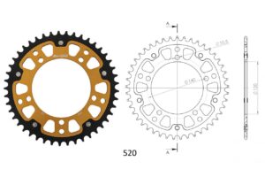 Γρανάζι Τροχού SUPERSPROX/RST-1793-45T STEALTH-Χρυσό DL650/1000VSTROM,GSX-R600/750(520),GSF1200/1250BANDIT(520),TRIUMPH/865SCRAMBLER,BONNELILLE