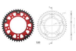 Γρανάζι Τροχού SUPERSPROX/RST-1793-46T STEALTH-Κόκκινο DL650/1000VSTROM,GSX-R600/750(520),GSF1200/1250BANDIT(520),TRIUMPH/865SCRAMBLER,BONNELILLE