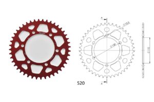 Γρανάζι Τροχού SUPERSPROX/RAL-486-44T  ALUMINIUM-Κόκκινο MT-03,Z300'16-19