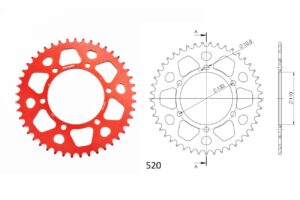 Γρανάζι Τροχού SUPERSPROX/RAL-486-45T  ALUMINIUM-Κόκκινο MT-03,Z300'16-19