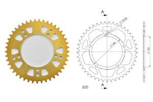 Γρανάζι Τροχού SUPERSPROX/RAL-1793-45T  ALUMINIUM-Χρυσό DL650/1000VSTROM,GSX-R600/750(520),GSF1200/1250BANDIT(520),TRIUMPH/865SCRAMBLER,BONNELILLE